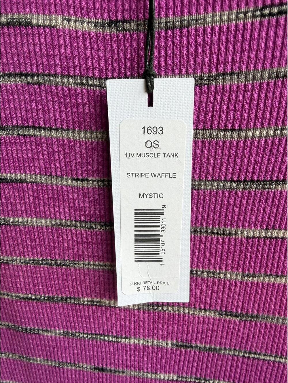 Michael Stars NWT One Size Sleeveless Liv Muscle Waffle Knit Striped Tank Top. - Picture 5 of 7